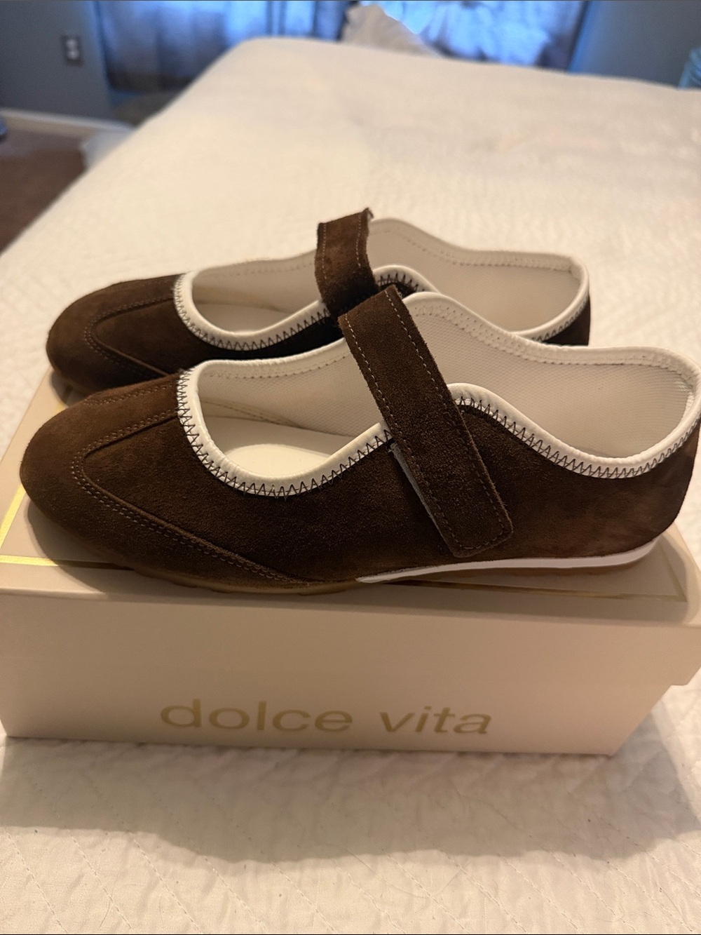 Dolce Vita Brown Suede Mary-Jane Athletic Shoes with White Trim